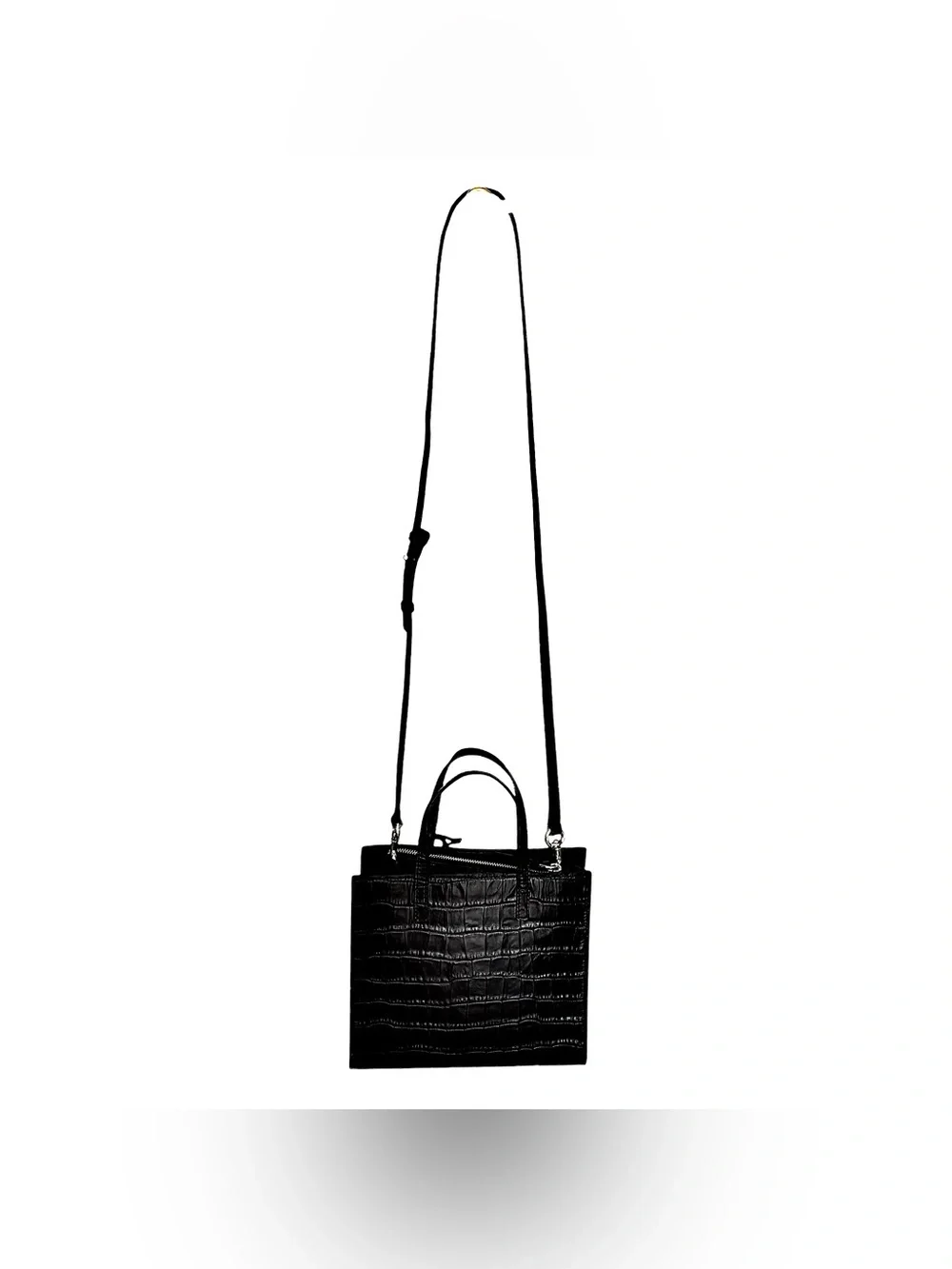 🌹 MARC JACOBS Mini Grind Black Croc Embossed Leather Satchel w/ Crossbody Strap🌹